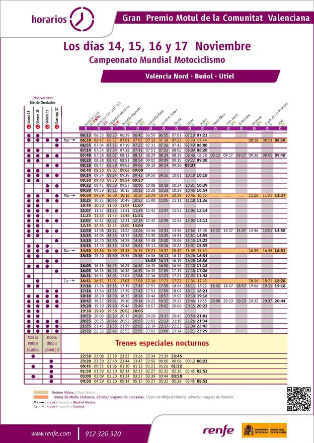 GP De Cheste 2019: Horarios De Tren Para Llegar Al Circuito | Las ...